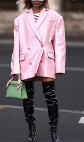 Zweireihiger Langblazer Mit Pailletten In Rosa